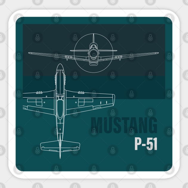 P-51 Mustang: Legendary Wings Sticker by Blue Gingko Designs LLC